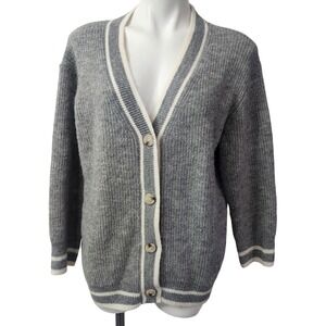 Oversized Cardigan Academia style Gray Button Front Sweater‎ XS
